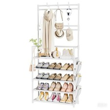 Shoe Rack 5 Tier Shoe Organizer Storage 15-20 Pairs for Closet Entrance White
