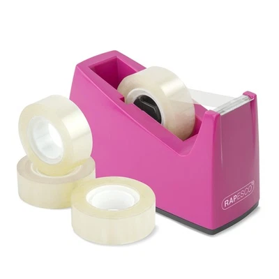 Rapesco 1621 300 Tape Dispenser for Rolls with 1" (25 mm) Core, Includes 4 Tape