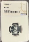 1943-D NGC MS66 Lincoln Steel Penny