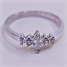 Size 8.25, vintage Sterling 925 silver Statement ring w/ marquise Cz