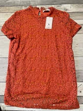 bnwt brand new ladies burnt orange size 14 over the head top lace detail from TU
