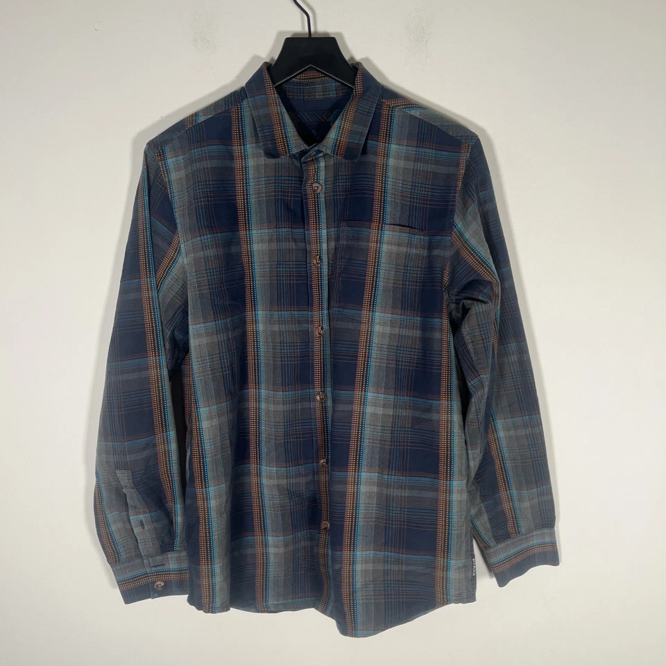 PRANA Shirt Mens Medium Plaid Organic Cotton Blend Long Sleeve Outdoor - Image 2 of 4