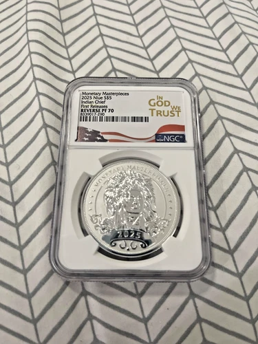 2025 NIUE S$5 INDIAN CHIEF FIRST RELEASES NGC REVERSE PF70 .999 SILVER