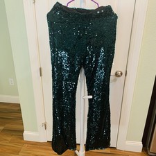 Zara Green Sequin Pants Size Extra Small NWT