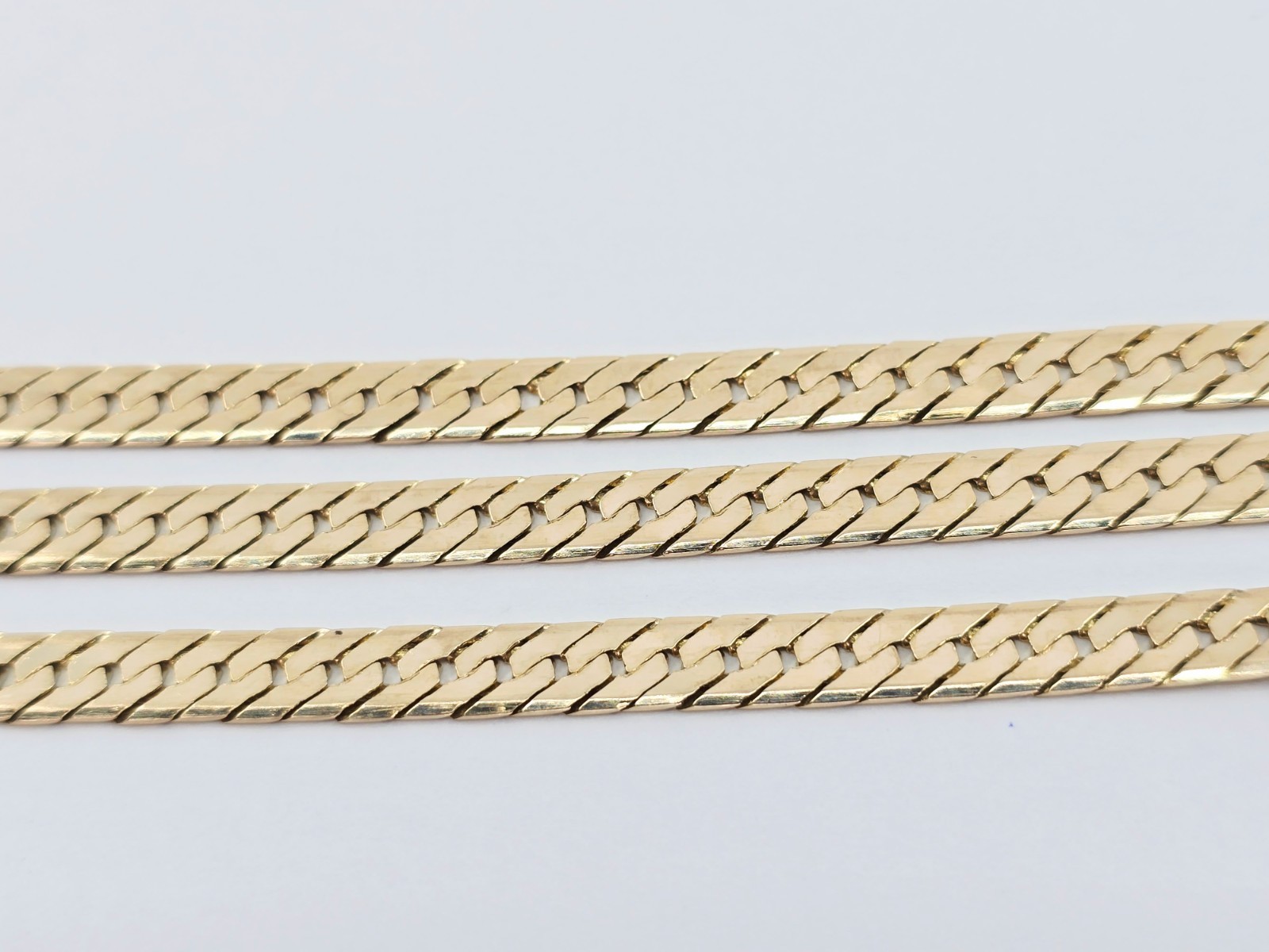 Unique 14K Solid Yellow Gold Herringbone Flat Lin… - image 9