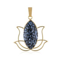 Cavill AnhäNger Versteinertes Jambi Palmenholz 21 Karat Gold Blau Silber 925