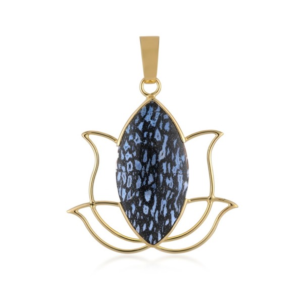 Cavill AnhäNger Versteinertes Jambi Palmenholz 21 Karat Gold Blau Silber 925-image