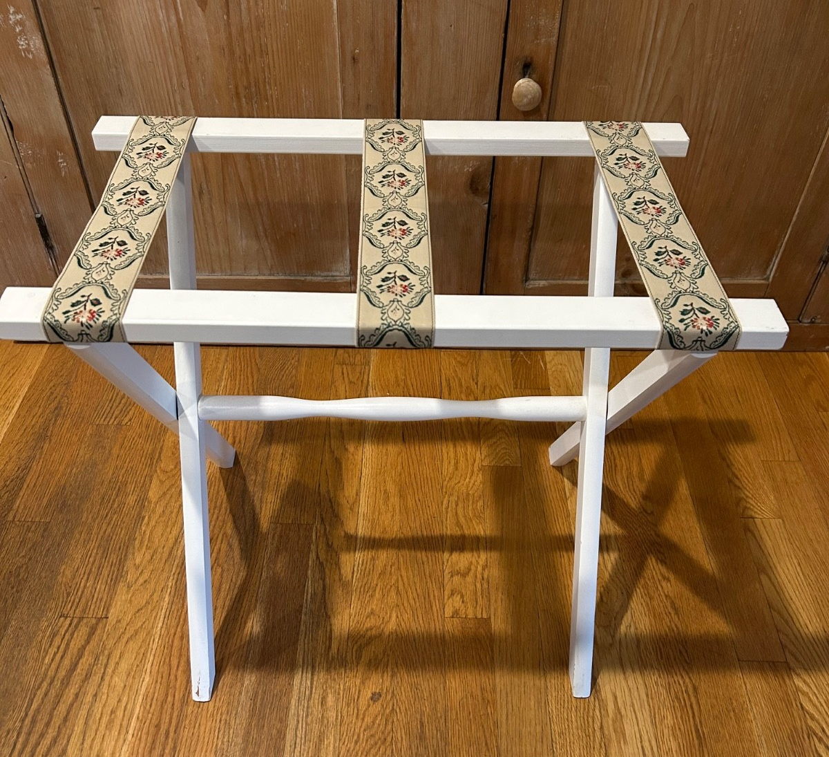 Vintage Wood Folding Luggage Suitcase Rack Scheibe Stand Tapestry