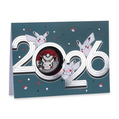 Pikachu Happy New Year 2026 Pin & Grußkarten Set Pokemon Center - AUSVERKAUFT