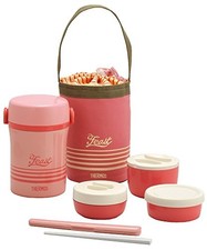 Tarro de almuerzo termo de acero inoxidable rosa coral Jbc-801 Cp fiambrera Bento importación de Japón