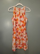 Loft Floral Watercolor Print Tie Waist Sleeveless Dress, Women's Size 6, Multi