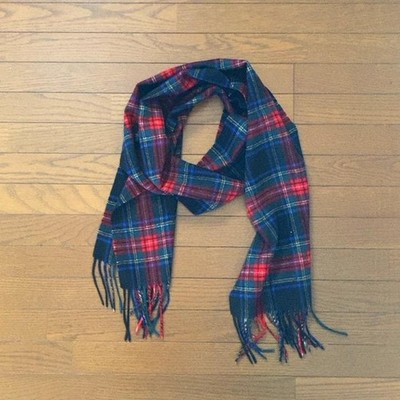 Johnstons of Elgin Black Stewart Cashmere Scarf 180x25cm