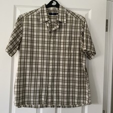 Camicia M&S Blue Harbour UOMO verde/beige check manica corta con bottoni casual - XL