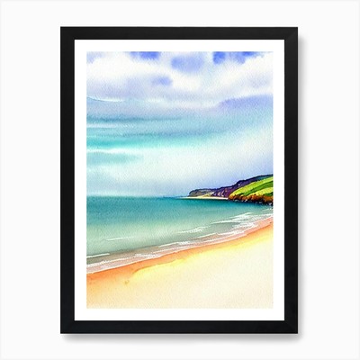 Blackpool Sands 3, Devon Watercolou Framed Wall Art Poster Canvas Print Picture