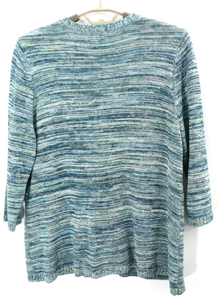 COLDWATER CREEK Women's Silk Cotton Cardigan Sweater Striped Size 2X 20 22 Plus - Image 2 of 4