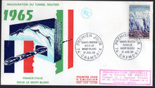 1454+FDC ENVELOPPE 1er JOUR  INAUGURATION TUNNEL  FRANCE   ITALIE G. DE GAULLE