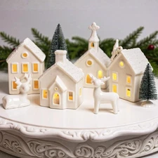 Christmas Decorations Indoor - 9 Piece Christmas Village Sets with 4 Remote C...