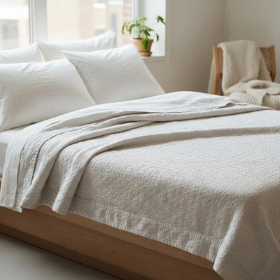 Frette Italy Luxury 100% Cotton White Matelassé Coverlet – Queen - Image 1 of 4