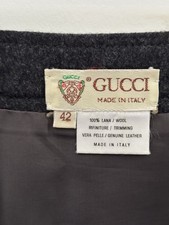Vintage Gucci 70s 80s Wool Skirt Old Gucci Crest Label Made in Italy IT42