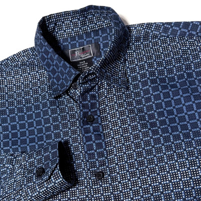 Jon Randall Collection Dress Shirt Blue Geometric Button Down Men s Size Medium