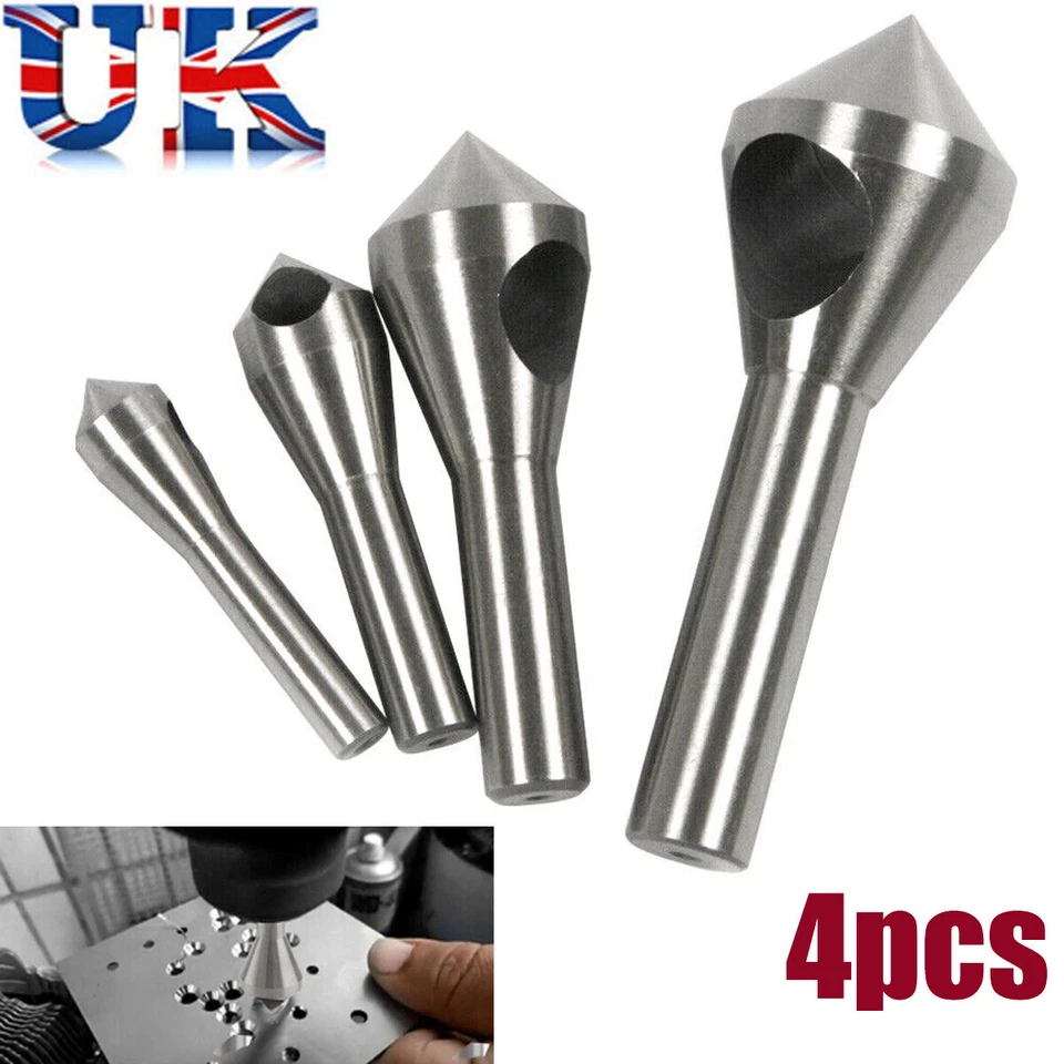 4x Chamfer Deburring Crosshole Ti Drill Bit Set Metal Tool Cutting Countersink