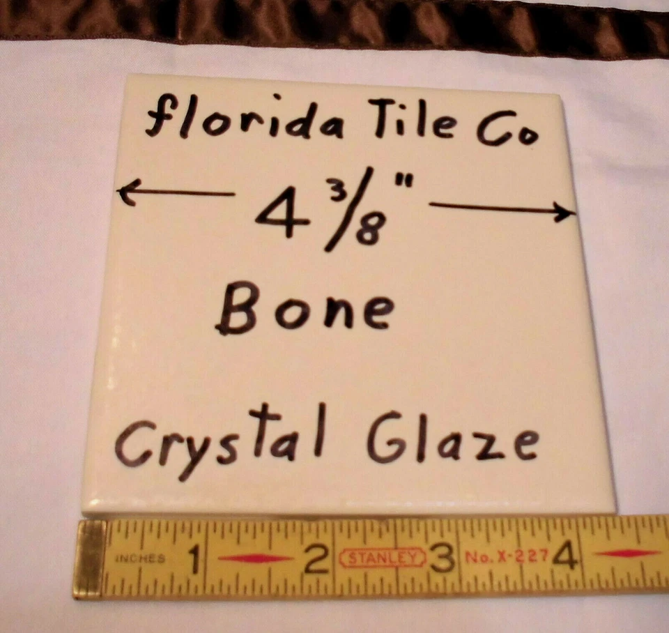 1 pc. *Hueso* Azulejos de cerámica 4-3/8" cristal esmaltado por Florida Tile Co. (NOS) EE. UU. Foto 3 de 4