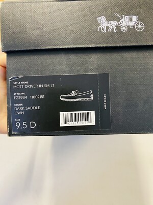 Coach Men Mott Driver Loafer Shoes Size 9.5 D, FG2984, Dark