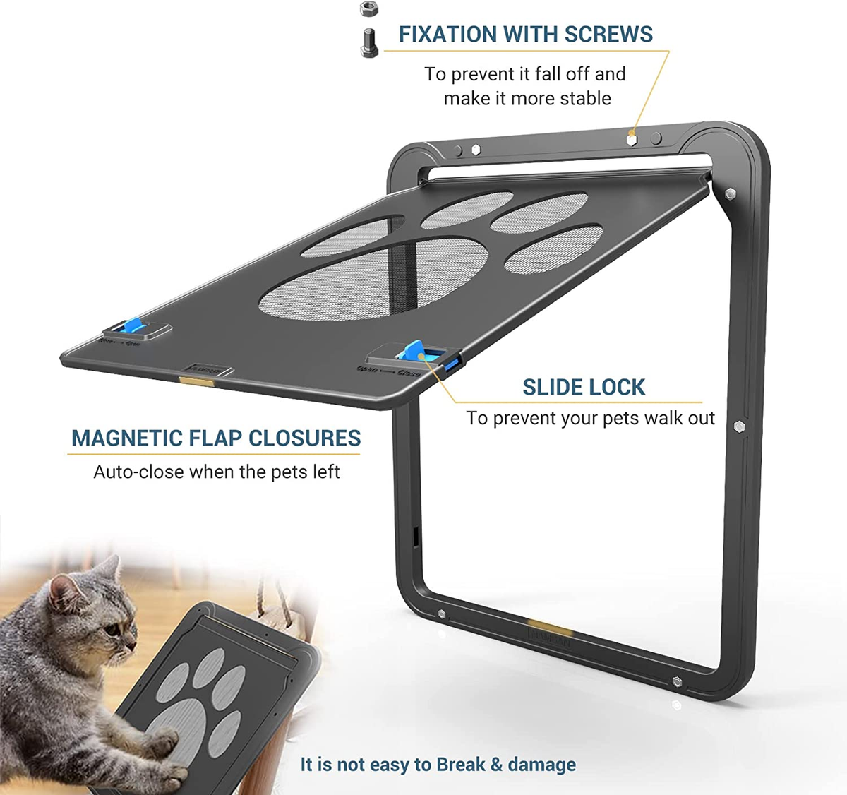 PETLESO Dog Door for Screen Door, Cat Door Screen Small Dog Door