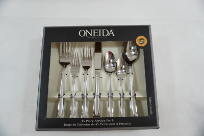 Oneida 45 Piece Set Service 8 Stainless Steel Flatware SATIN LINCOLN NIB RB151