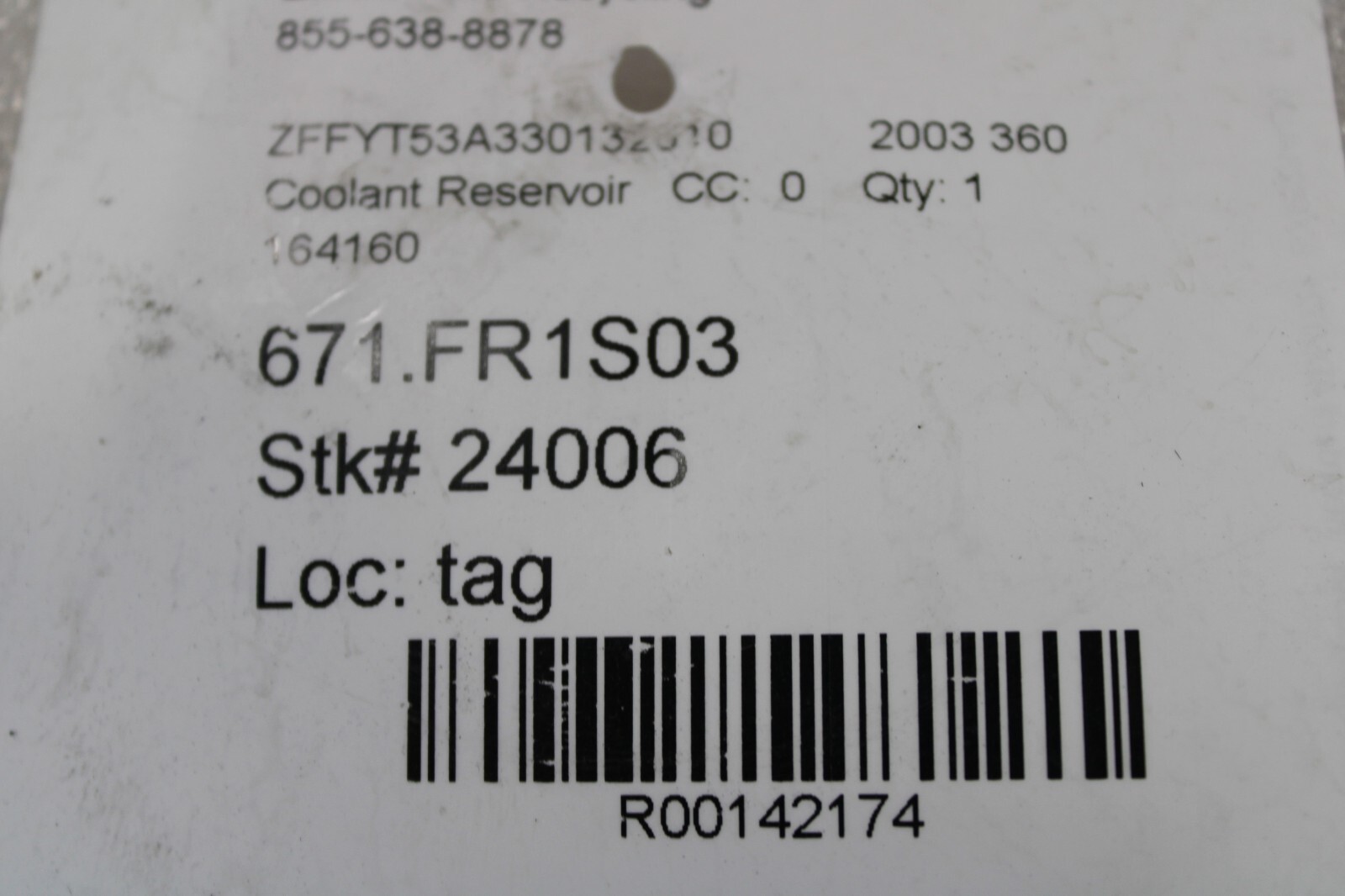 Ferrari 360, Coolant Reservoir / Tank, Used, P/N 164160