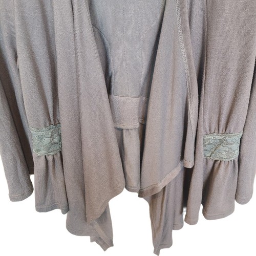 My Pretty Angel Open Front Cardigan Womens L Gray Sweater Linen Sweater Crochet - Picture 4 of 10