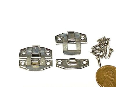 2 Sets 24mm x 19mm silver Mini screws Box Decorative Case Hasp Latch E15