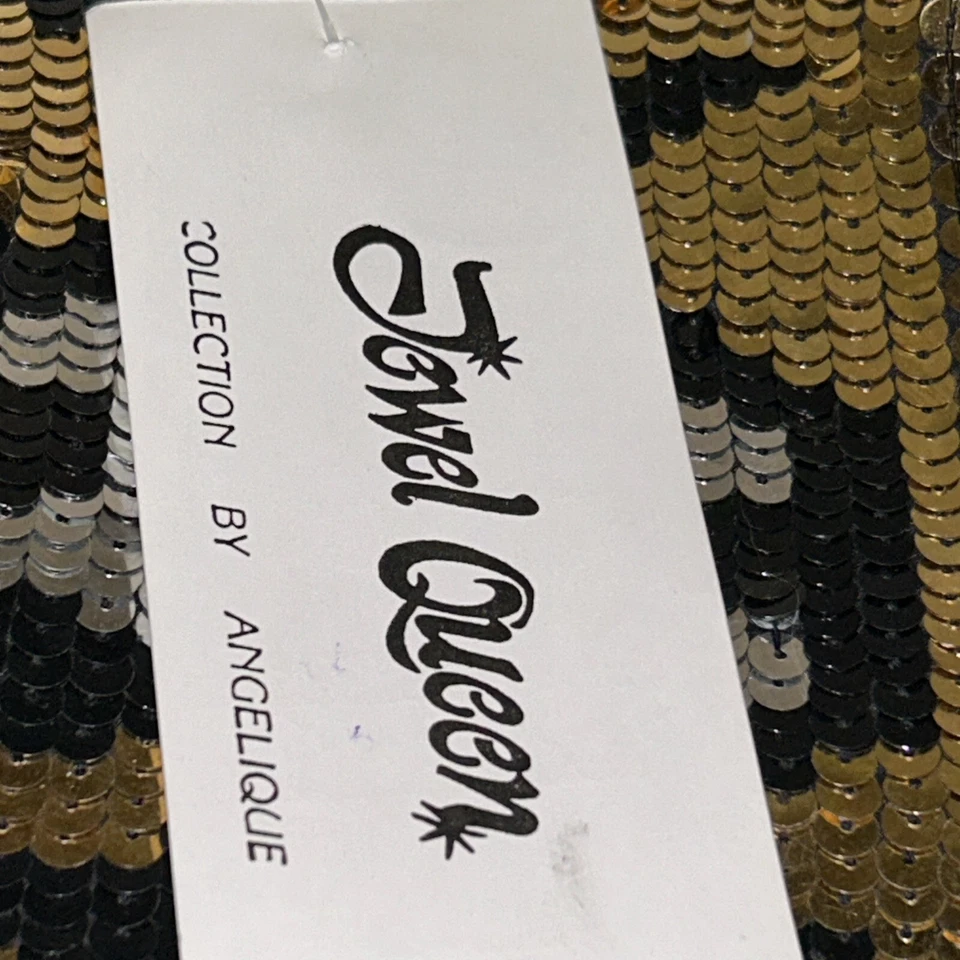 NUEVA Chaqueta De Colección JEWEL QUEEN de Angelique Lentejuelas Doradas/Plateadas Cremallera Seda Talla S Foto 3 de 4