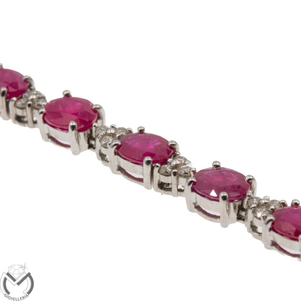 Bracciale Tennis in oro bianco 18 Kt 750 rubini 3,45 ct diamanti 0,15 ct -129... - Immagine 4 di 4