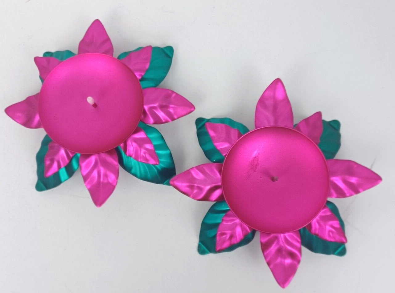 Christmas Hot Pink Green Metal Lot Of 2
