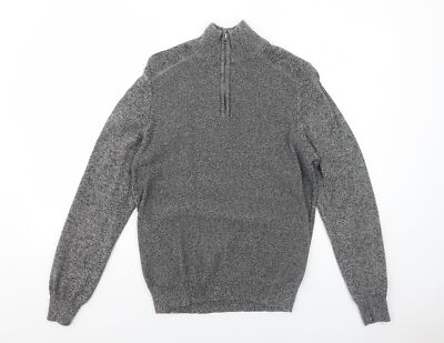 George Herren Pullover Grau Stehkragen Baumwollmischung Größe S Langarm