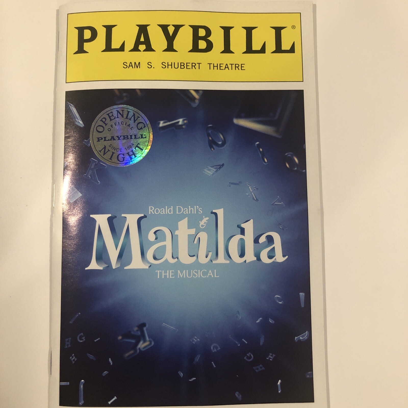 Matilda The Musical Playbill Opening Night w/sticker April 11 2013