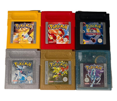 Pokemon Spiele Gelb Rot Silber Gold Kristall Card Blau Gameboy