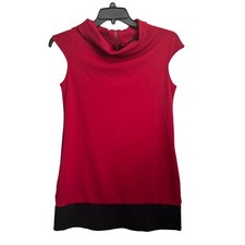 Express Red Sleeveless Cowl Neck Dress W/ Black Hem Size Small