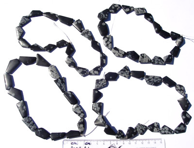 148 grams all 4 four - 16 inch strands of Snowflake Obsidian Beads odd cut sizes