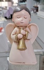 Statua angelo musicista avorio /oro in resina - altezza cm.13 - Margot 