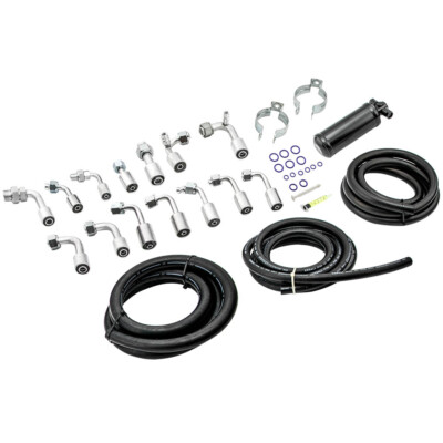134a A/C Air Conditioning Extended Length Hose Kit with Drier & R-Ring Fittings
