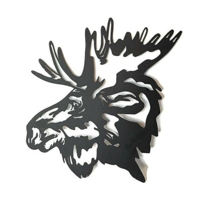 Metal Moose Head Wall Art Plaque Sign Hanging Cabin Decor  21''