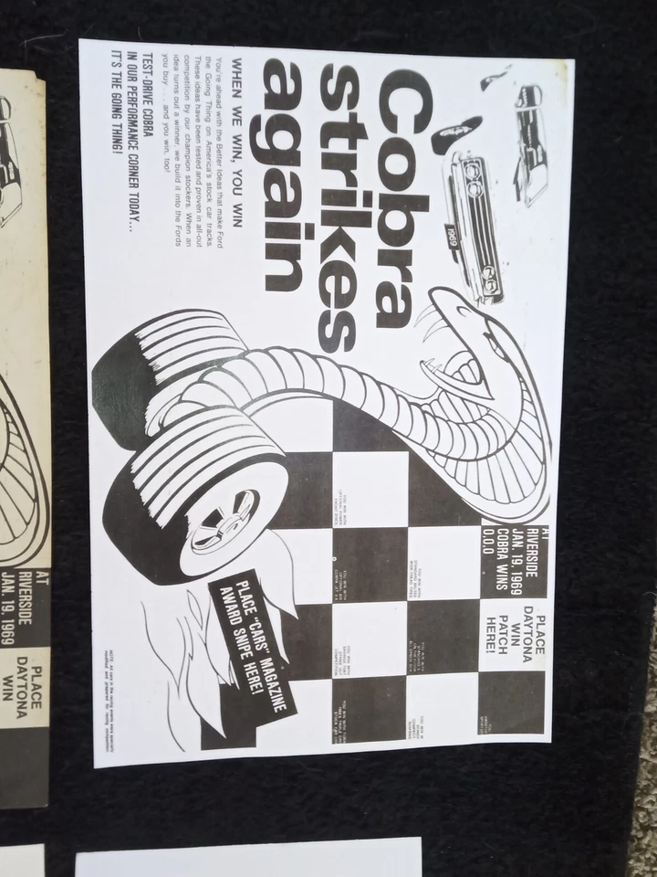 Cobra Strikes Again! Ford Torino Cobra wins Daytona 500 ad 1969 with Decal REPO - Image 2 of 4
