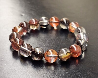 Top Quality Natural Multicolor Hematoid Quartz Crystal Beads Bracelet 11mm