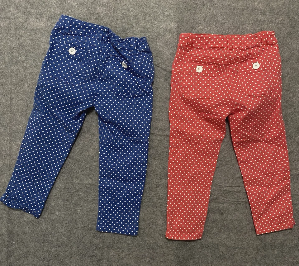 Mini Boden Polka Dot Jeans Girls Sz 9 Years Red Blue - BUNDLE OF 2 - Image 2 of 4