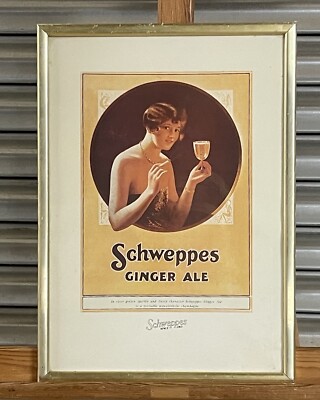 Schöner Vintage Art Deco Periode Schweppes Ginger Ale Werbedruck