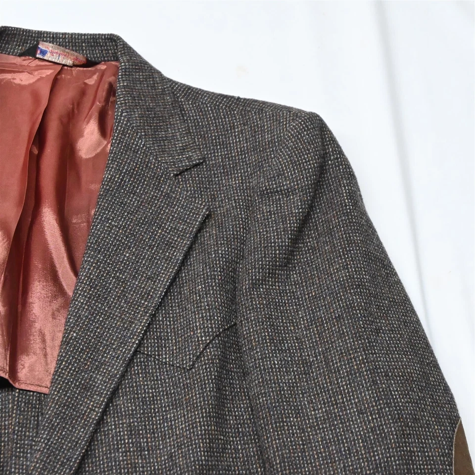 Vtg USA Made 44L Brown Tweed Western Yoke Rodeo USA Made Blazer Jacket Coat - Image 2 of 4