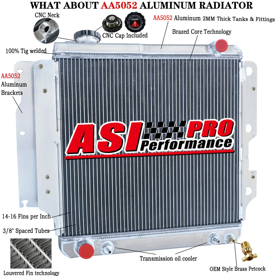 4Row Aluminum Radiator For 1987-2006 Jeep Wrangler YJ TJ 2.4L 2.5L 4.0L L4 L6 — 第 2/4 张图片