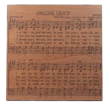 Amazing Grace Sheet Music Religious Gift Farmhouse Sign Shelf Sitter 5" x 5"